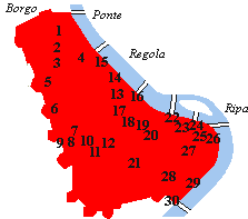Trastevere district's locator map